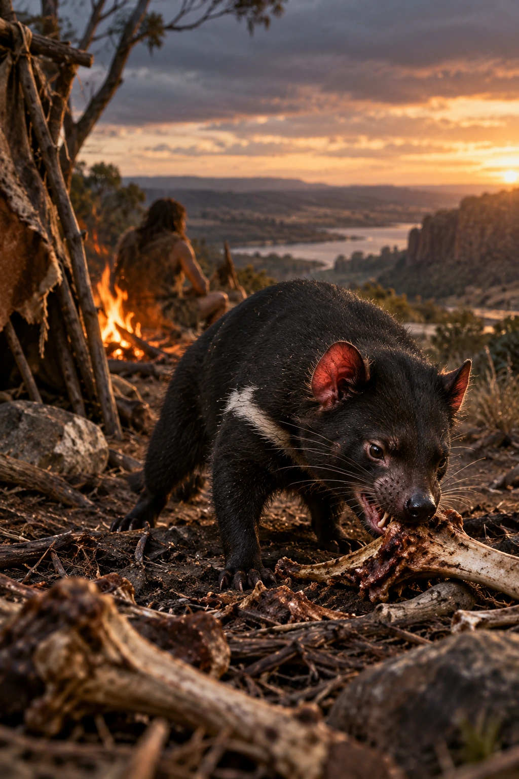 Photorealistic reconstruction of a Tasmanian devil scavenging near a prehistoric human camp on mainland Australia