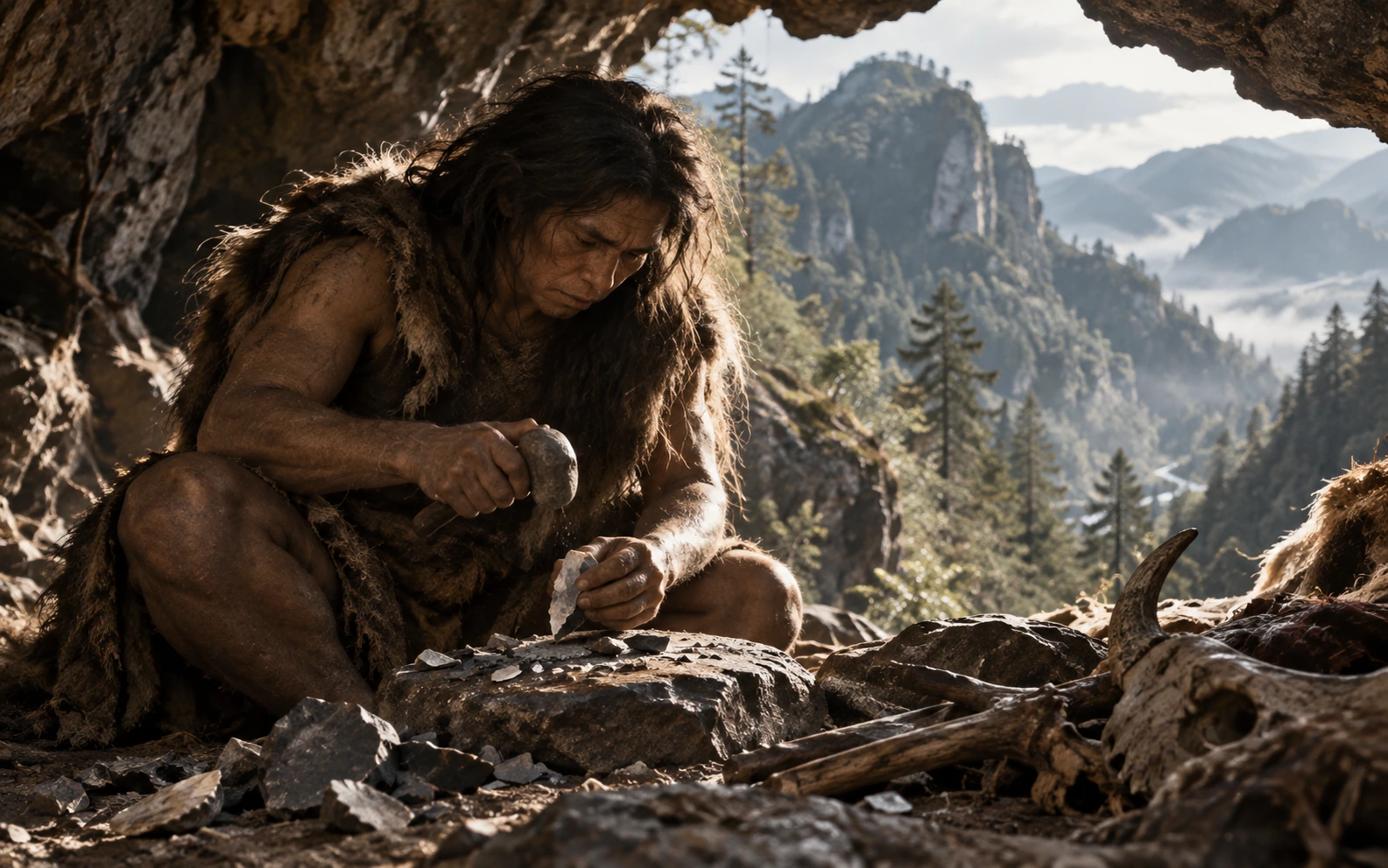 Artist reconstruction of Denisovan life at Bianfu Cave